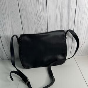 Vintage Liz Claiborne Black Red Satchel Crossbody y2K 90s Pebbled Leather